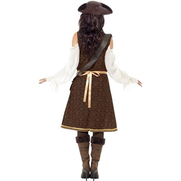 Smiffys Womens/Ladies High Seas Pirate Wench Costume Set / Brown/White/Red